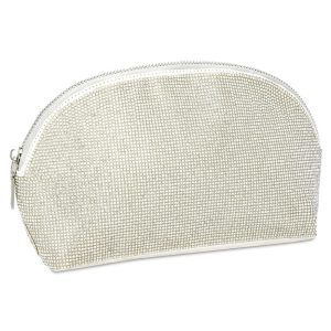 WHITE CRYSTAL OVAL COSMETIC BAG
