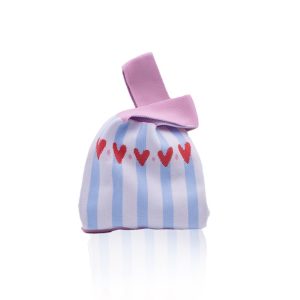 DAINTY TOTE-  STRIPS HEART BLUE